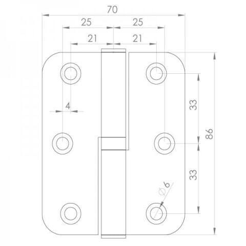 Paslanmaz Kapı Menteşesi 70 x 86 x 2.5